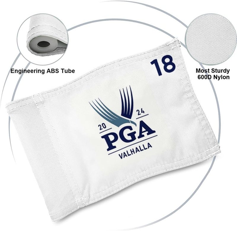 2BUT 2024 PGA Valhalla Golf Pin Flag Practic Putting Green Golf Flag For Backyard Garden Double-Sewn 600D Nylon Miniature Pin Flag Regulation Tube Flag(White 8"X6") - Image 3